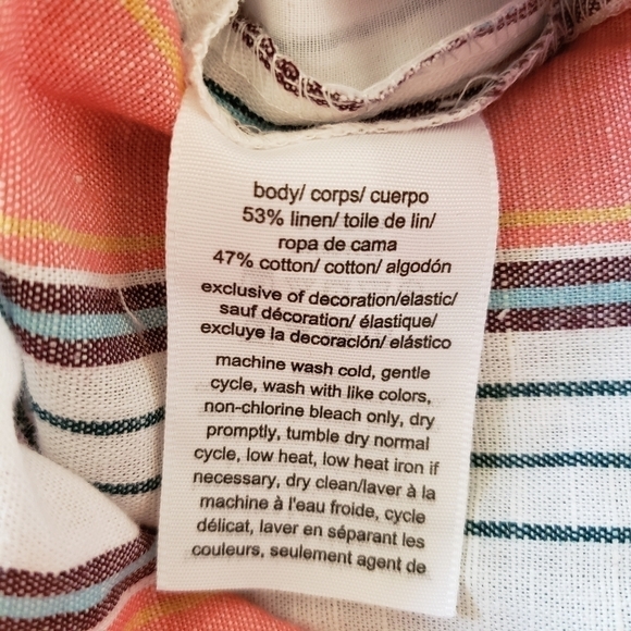 NWOT Tommy Hilfiger Coral Striped High Rise Linen Belted Crop Pants Medium - Picture 6 of 6